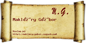 Makláry Gábor névjegykártya